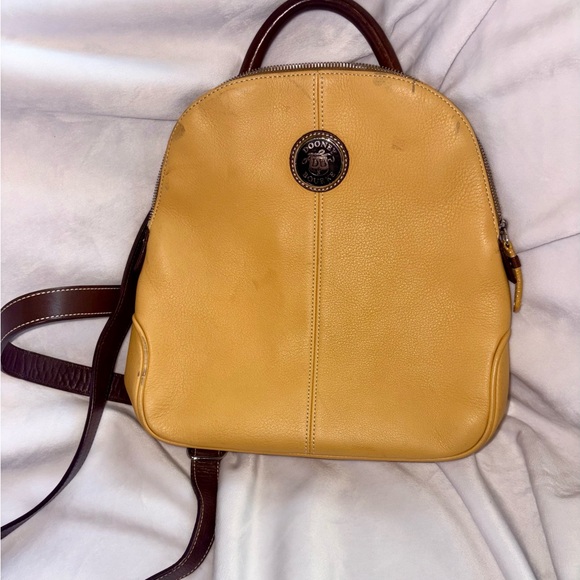 Dooney & Bourke Yellow and Brown Leather Backpack - Picture 1 of 9